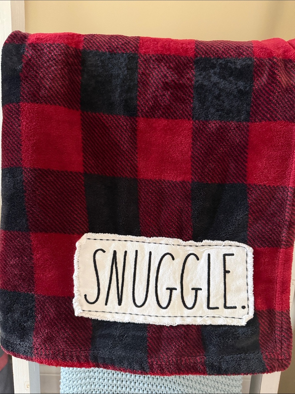 Rae Dunn Red and Black Plaid SNUGGLE Throw Blanket
